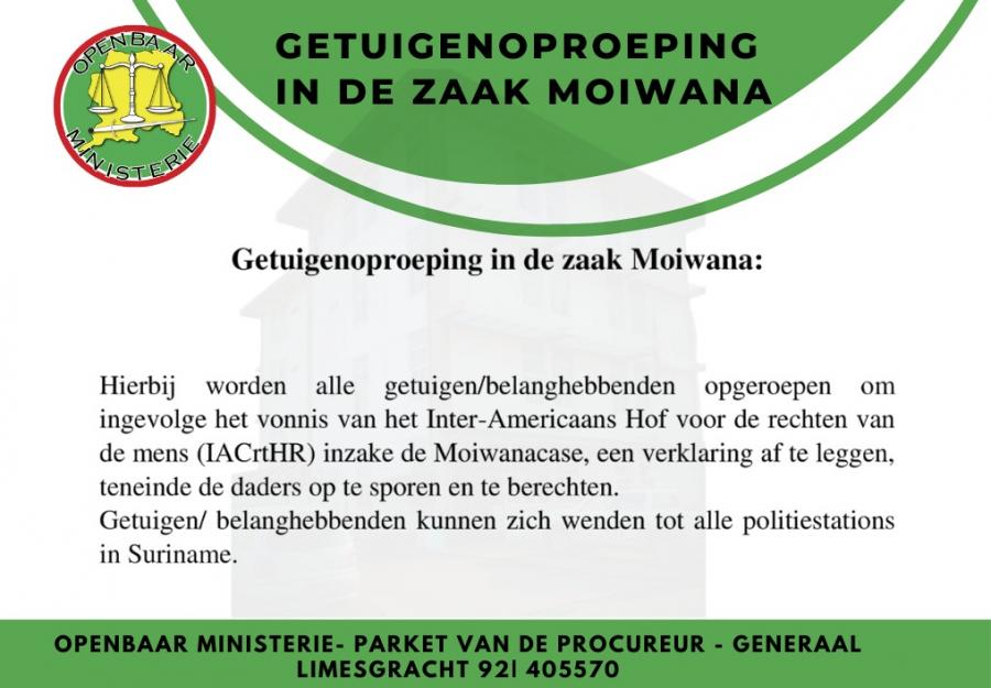 Getuigenoproeping in de zaak Moiwana