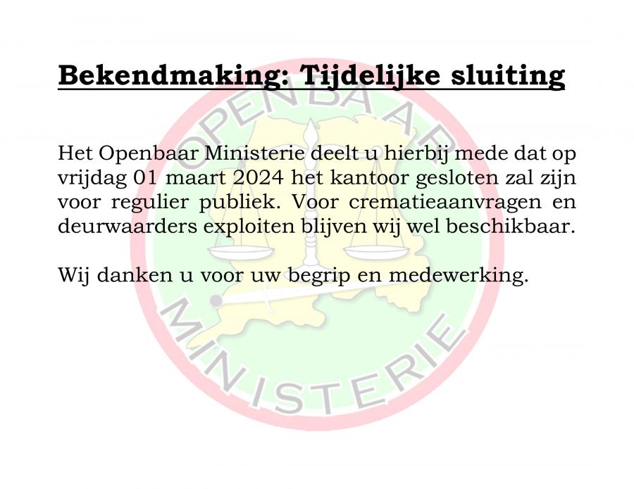 Bekendmaking - Tijdelijke sluiting