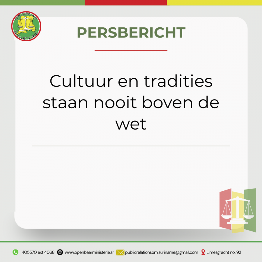 Persbericht: Cultuur en tradities staan nooit boven de wet